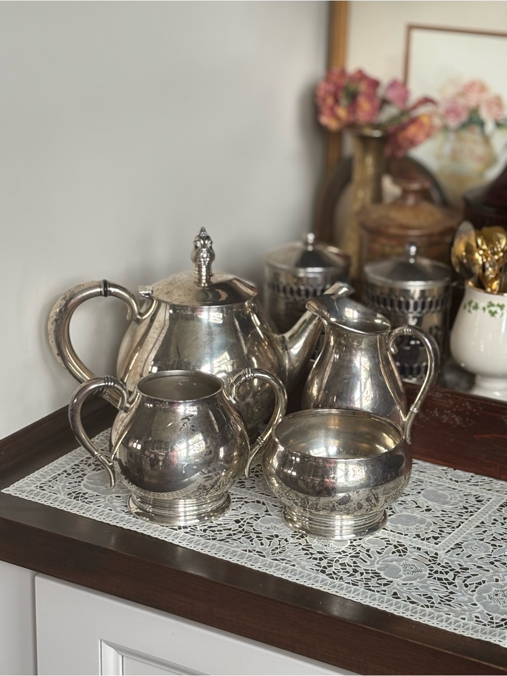 4 Piece International Silver Royal Danish International Sterling Silver Tea Set